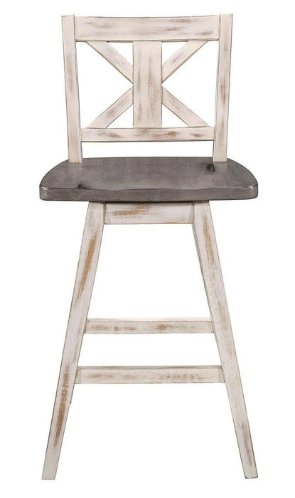 Amsonia Swivel Counter Height Chair in Gray and White (Set of 2)